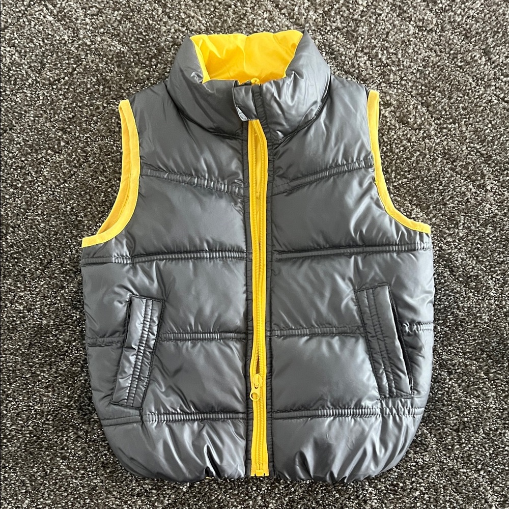 Kids Gray and Yellow Puffer Vest